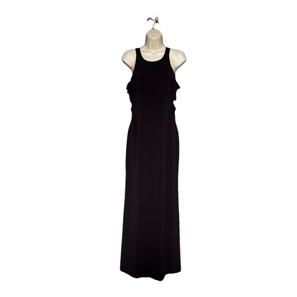 Halston Heritage Size 8  Black Crew Neck Long Dress Gown Cut Out $595 - Picture 14 of 15